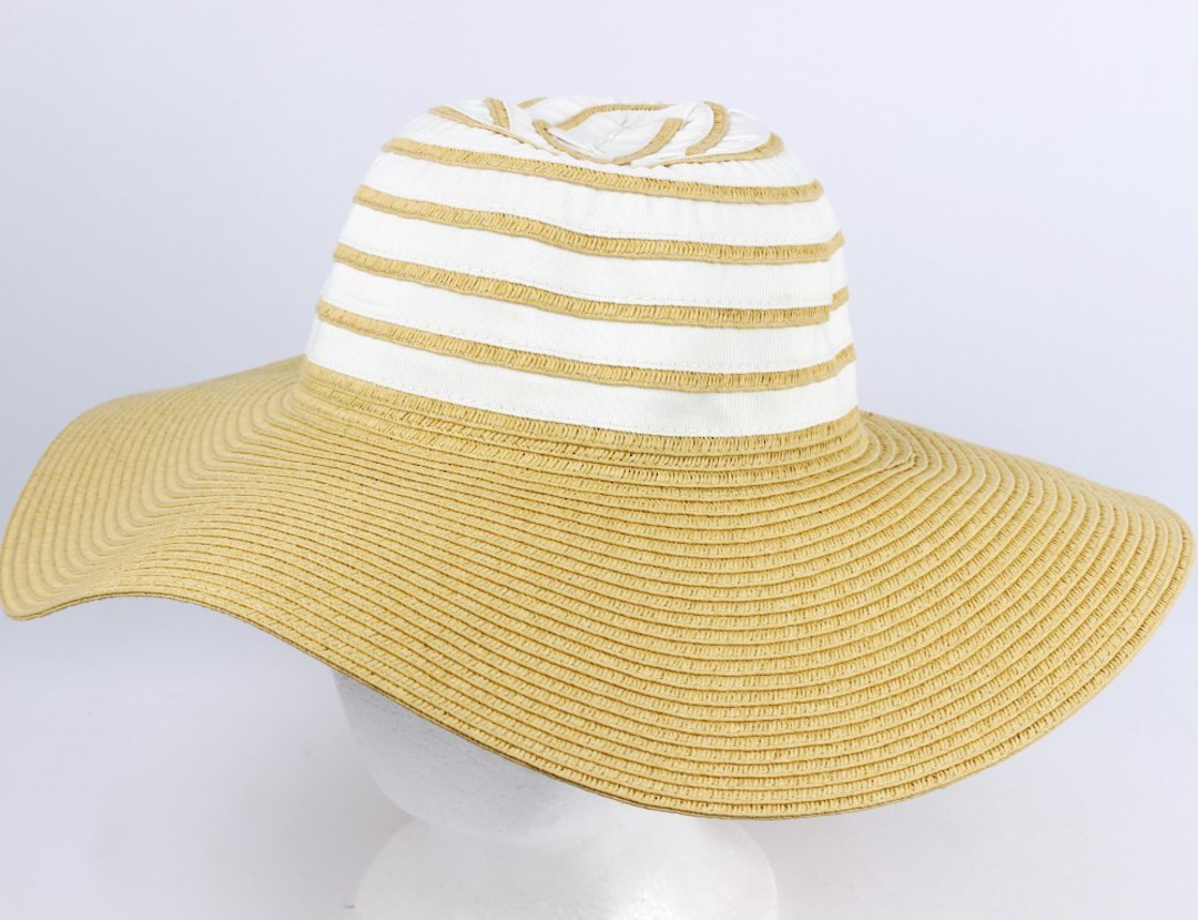 Wide brim 2 tone braid hat natural/white Style: HS/1662 image 0